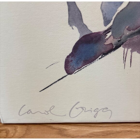 Carol Grigg Canvas Print Travois Native Inspired Watercolor Signed 39.5 x 25.25" - Picture 4 of 10